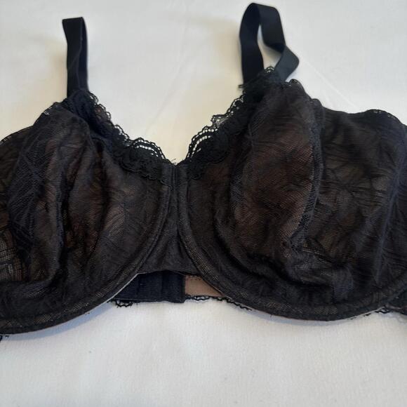 Wacoal 34G Black Lace Brown Underlay Convertible Bra Style 855295 Underwire - Picture 10 of 11